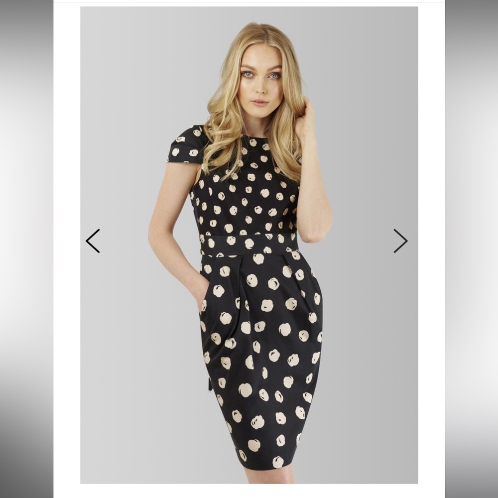 ASOS Closet London Cap Sleeve Polka Dot Stretchy Cotton Shift Dress w/ Pockets